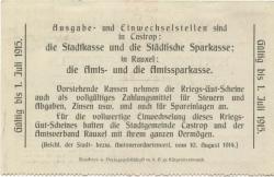 Castrop und Rauxel - Stadt Castrop und Amtsverband Rauxel - 10.8.1914 - 1.7.1915 - 1 Mark