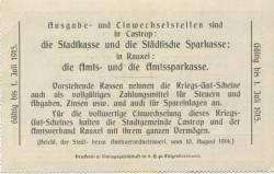 Castrop und Rauxel - Stadt Castrop und Amtsverband Rauxel - 10.8.1914 - 1.7.1915 - 3 Mark