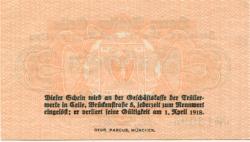 Celle - Trüller, Harry, Zwieback-, Waffel- und Keksfabriken, Brückenstr. 5 - - 1.4.1918 - 25 Pfennig