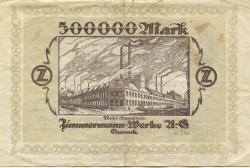 Chemnitz - Zimmermann-Werke AG, Rochlitzer Str. 32 - 6.8.1923 - 30.9.1923 - 500000 Mark