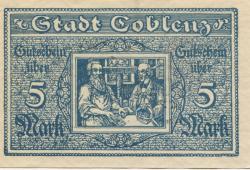 Coblenz (heute: Koblenz) - Stadt - 15.11.1918 - 5 Mark
