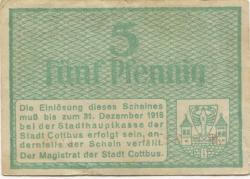 Cottbus - Stadt - - 31.12.1918 - 5 Pfennig