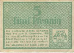 Cottbus - Stadt - - 31.12.1918 - 5 Pfennig