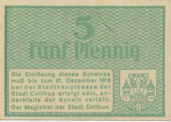 Cottbus - Stadt - - 31.12.1918 - 5 Pfennig