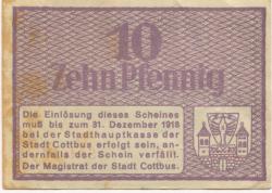 Cottbus - Stadt - - 31.12.1918 - 10 Pfennig