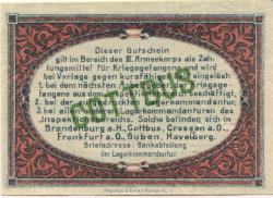 Cottbus - Inspektion der Kriegsgefangenenlager im Bereich des III.Armeekorps - 1.10.1917 - 10 Pfennig