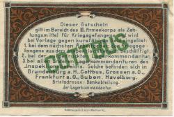 Cottbus - Inspektion der Kriegsgefangenenlager im Bereich des III.Armeekorps - 1.10.1917 - 2 Mark