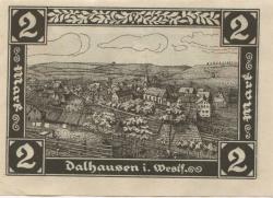 Dalhausen (heute: Bewerungen) - Gemeinde - 5.11.1921 -1.3.1922 - 2 Mark 