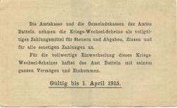 Datteln - Amt - 13.8.1914 - 1.4.1915 - 2 Mark 