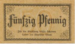 Detmold - Fürstlich Lippische Regierung - 13.11.1918 - 1.2.1919 - 50 Pfennig
