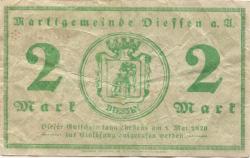Diessen - Marktgemeinde - 23.4.1919 - 1.5.1920 - 2 Mark