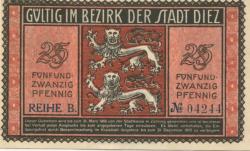 Diez - Stadt - Juni 1917 - 31.12.1918 - 25 Pfennig