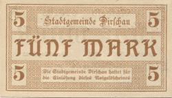 Dirschau (heute: PL-Tczew) - Stadt - 15.11.1918 - 5 Mark