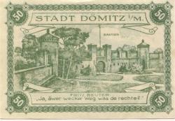 Dömitz - Sparkasse der Stadt - 1.6.1920 - 50 Pfennig