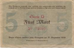 Dresden - Stadt - 15.10.1918 - 31.12.1918 - 5 Mark 
