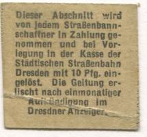 Dresden - Städtische Straßenbahn - -- - 10 Pfennig