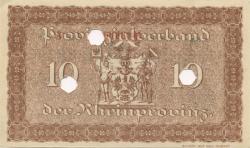 Düsseldorf - Provinzialverband der Rheinprovinz - 20.10.1918 - 1.2.1919 - 10 Mark