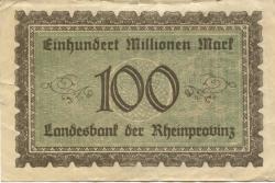 Düsseldorf - Landesbank der Rheinprovinz - 15.9.1923 - 100 Millionen Mark