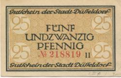 Düsseldorf - Stadt - 1.11.1918 - 31.3.1920 - 25 Pfennig