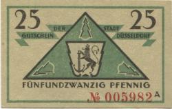 Düsseldorf - Stadt - 15.10.1919 - 31.3.1921 - 25 Pfennig