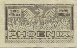 Düsseldorf - Phoenix AG für Bergbau und Hüttenbetrieb - 5.9.1923 - 50 Millionen Mark