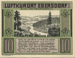 Ebersdorf (heute: Saalburg-Ebersdorf) - Gemeinde - 1.7.1921 - 10 Pfennig 