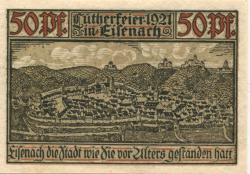 Eisenach - Stadt - - 31.5.1921 - 50 Pfennig