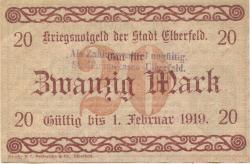 Elberfeld (heute: Wuppertal) - Stadt - 25.10.1918 - 1.2.1919 - 20 Mark