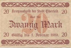 Elberfeld (heute: Wuppertal) - Stadt - 25.10.1918 - 1.2.1919 - 20 Mark