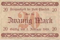Elberfeld (heute: Wuppertal) - Stadt - 25.10.1918 - 1.2.1919 - 20 Mark