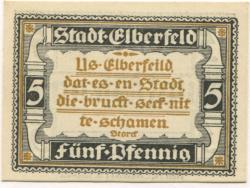 Elberfeld (heute: Wuppertal) - Stadt - 10.3.1920 - 5 Pfennig