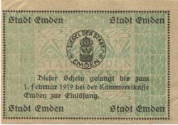 Emden - Stadt - - 1.2.1919 - 1 Mark
