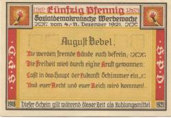 Emden - Sozialdemokratische Partei Deutschland - 9.11.1921 - 50 Pfennig