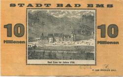 Ems (Bad) - Stadt - 15.9.1923 - 10 Millionen Mark