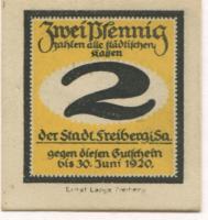 Freiberg - Stadt - - 30.6.1920 - 2 Pfennig