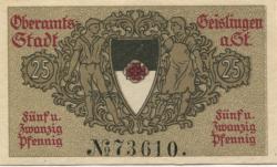 Geislingen - Stadt - Oktober 1918 - 1.10.1920 - 25 Pfennig 