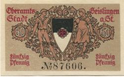 Geislingen - Stadt - Oktober 1918 - 1.10.1920 - 50 Pfennig 