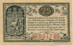 Geldern - Stadt - 30.3.1921 - 25 Pfennig 