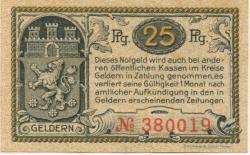 Geldern - Stadt - 30.3.1921 - 25 Pfennig 