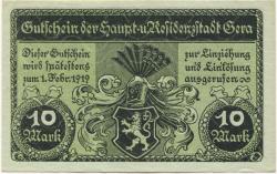 Gera - Stadt - - 1.2.1919 - 10 Mark
