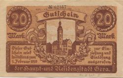 Gera - Stadt - - 1.2.1919 - 20 Mark