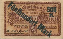 Gera - Stadt - 25.9.1922 - 8.11.1922 - 500 Mark