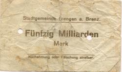 Giengen - Stadt - 25.10.1923 - 31.3.1924 - 50 Milliarden Mark