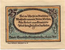 Glashütte - Stadt - 1.8.1921 - 25 Pfennig