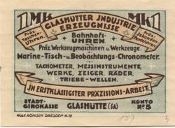 Glashütte - Stadt - 1.8.1921 - 1 Mark