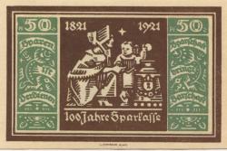 Glatz (heute: PL-Klodzko) - Stadt-Sparkasse - 6.10.1921 - 50 Pfennig