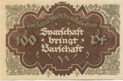 Glatz (heute: PL-Klodzko) - Stadt-Sparkasse - 6.10.1921 - 100 Pfennig