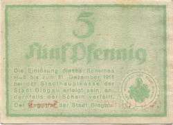 Glogau (heute: PL-Glogow) - Stadt - - 31.12.1918 - 5 Pfennig
