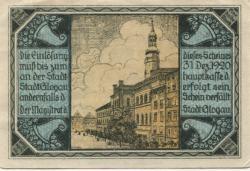 Glogau (heute: PL-Glogow) - Stadt - - 31.12.1920 - 1/2 Mark
