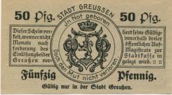 Greußen - Stadt - 4.12.1918 - 50 Pfennig